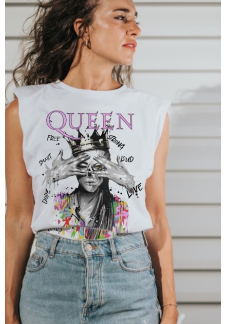 Camiseta mujer Lasal Queen blanca