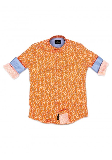 Camisa Recycled naranja floral