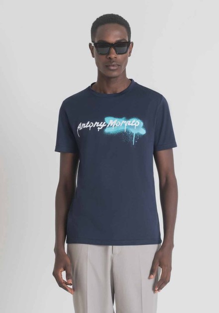 Camiseta Antony Morato azul logo spray
