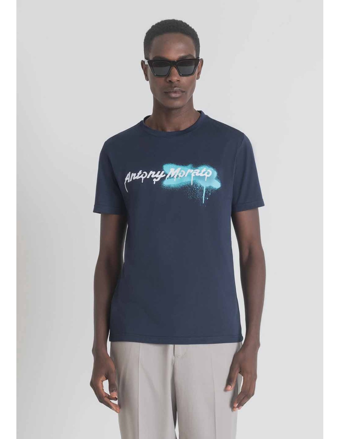 el primero Península Cadera Camiseta Antony Morato azul logo