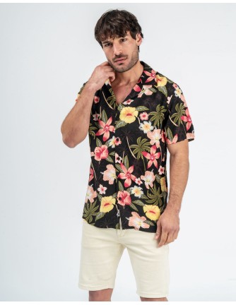 Camisa estampada negra floral