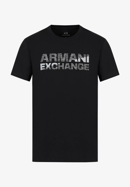 Camiseta Armani Exchange negra logo letr