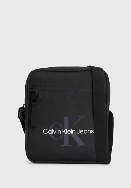 Bandolera Calvin Klein negra logo gris