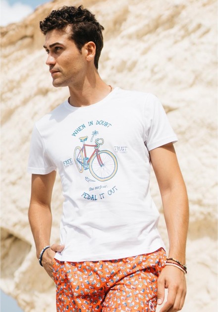 Camiseta The Surfcar blanca bici