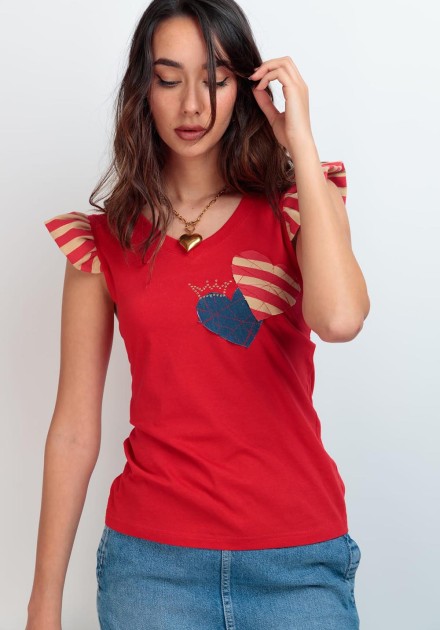 Camiseta Chill&Buy pico Loving roja