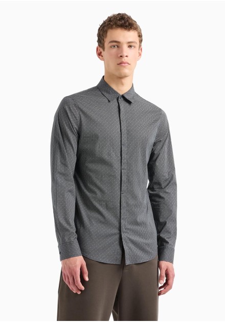 Camisa Armani Exchange azul micro logo