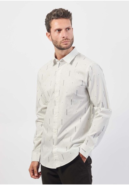 Camisa Armani Exchange blanca rallas log