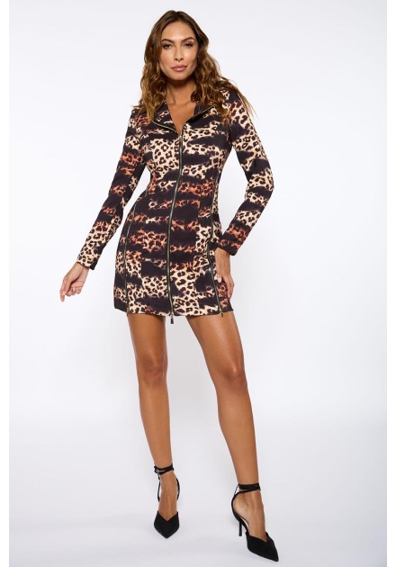 Vestido Carher Zippers animal print