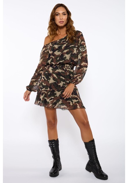 Vestido Carher Militar print