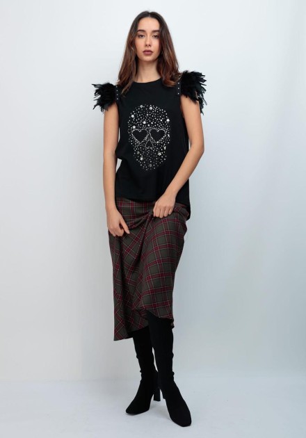 Camiseta Chill&Buy plumas Skull brilli