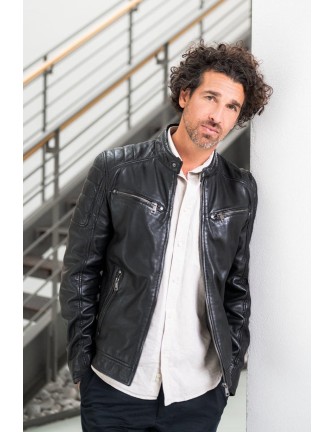 Chaqueta Mauritius negra bike piel hombre 2