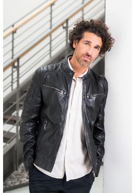 Chaqueta Mauritius negra bike piel Chaqueta Mauritius negra bike piel