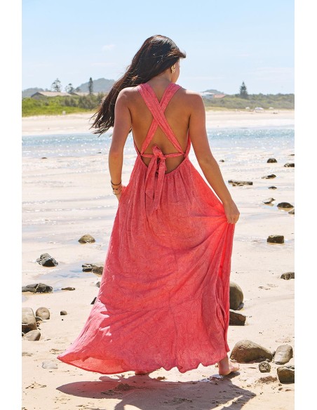 Vestido Jaase Pearl maxi little bow print largo