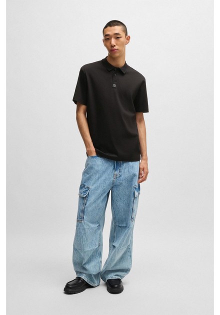 Polo Hugo negro manga corta Polo Hugo negro manga corta