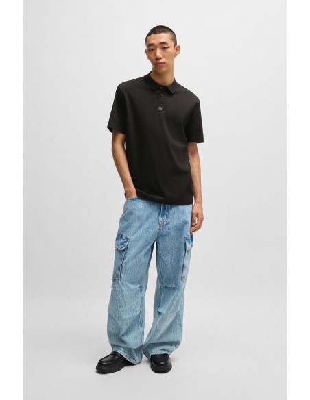 Polo Hugo negro manga corta