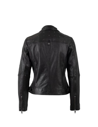 Chaqueta Mauritius piel negra arandelas 2