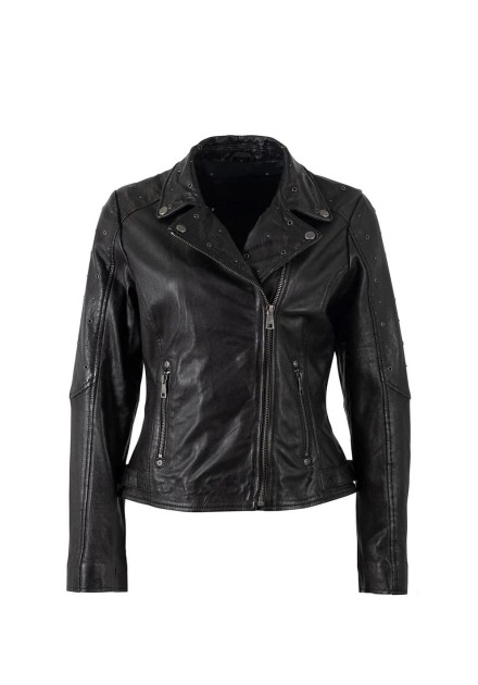 Chaqueta Mauritius piel negra arandelas Chaqueta Mauritius piel negra arandelas
