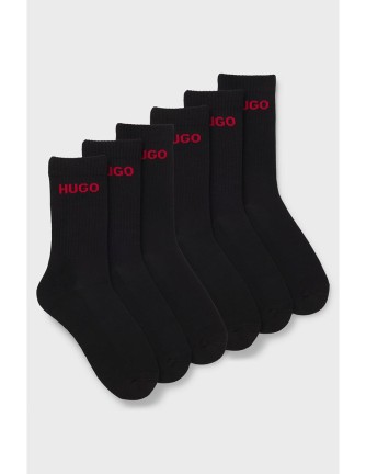 Calcetines Hugo negros 6 piezas rib logo