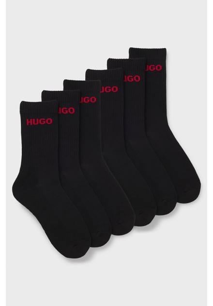 Calcetines Hugo negros 6 piezas rib logo Calcetines Hugo negros 6 piezas rib logo