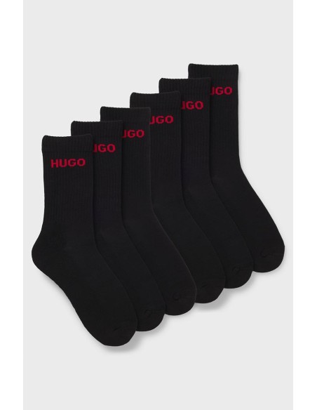 Calcetines Hugo negros 6 piezas rib logo