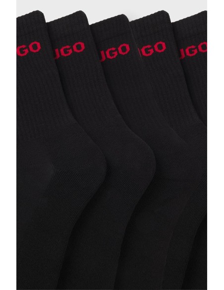 Calcetines Hugo negros 6 piezas rib logo