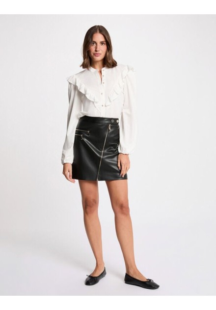 Falda Morgan Jribel negra polipiel crema Falda Morgan Jribel negra polipiel crema