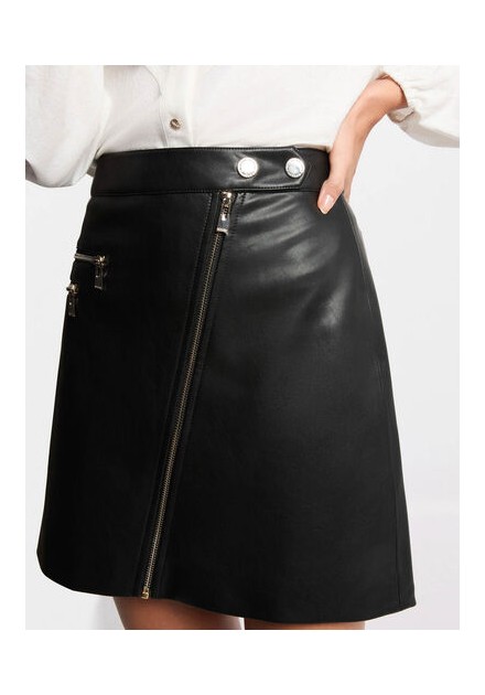 Falda Morgan Jribel negra polipiel crema Falda Morgan Jribel negra polipiel crema