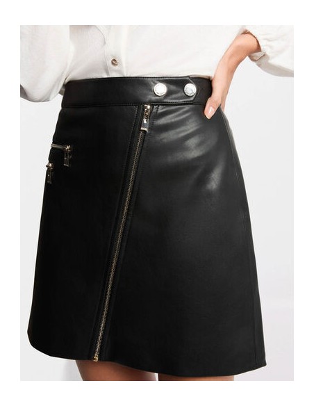 Falda Morgan Jribel negra polipiel crema