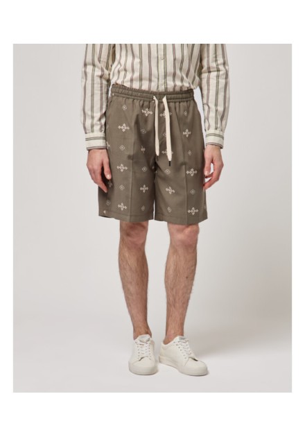 Bermudas Gianni Lupo verde bordados