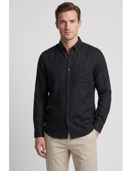 Camisa Gianni Lupo negra lino