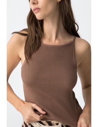 Top Tiffosi Calipso marron canalé 2