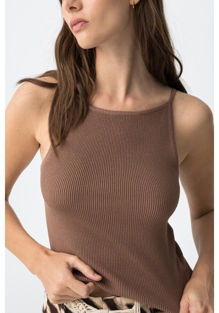 Top Tiffosi Calipso marron canalé Top Tiffosi Calipso marron canalé