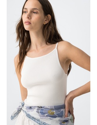Top Tiffosi Calipso blanco canalé 2