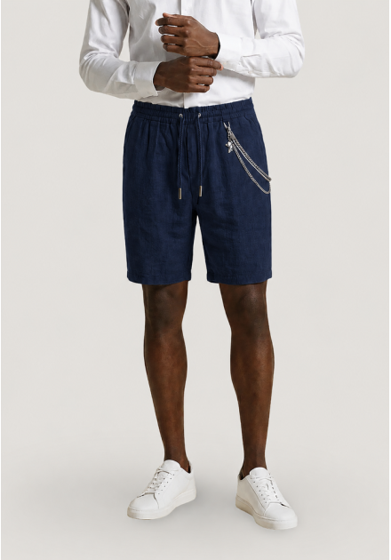 Bermudas Gianni Lupo navy lino