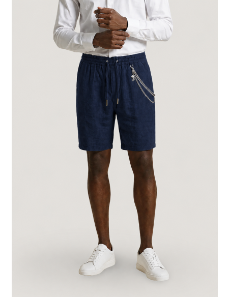 Bermudas Gianni Lupo navy lino