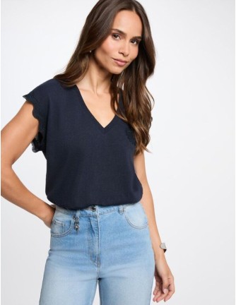 Camiseta Morgan Dcume marino cuello V