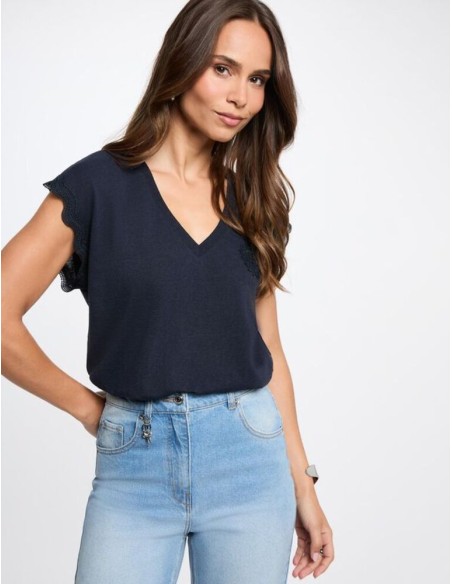 Camiseta Morgan Dcume marino cuello V