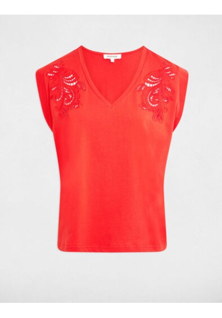 Camiseta Morgan Dtrip roja cuello V Camiseta Morgan Dtrip roja cuello V