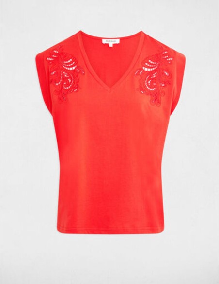 Camiseta Morgan Dtrip roja cuello V