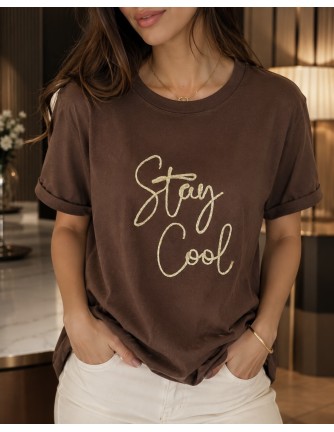 Camiseta Dstay marrón Morgan - estampado Stay Cool