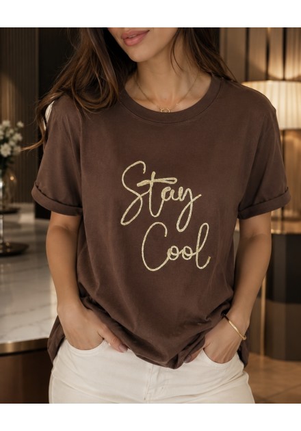 Camiseta Dstay marrón Morgan - estampado Stay Cool