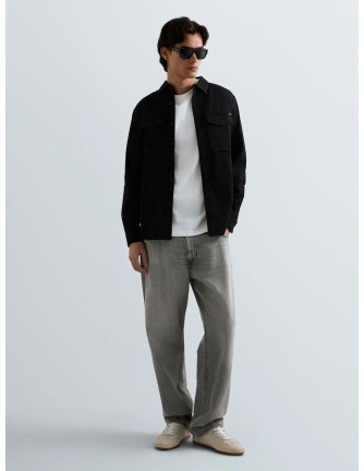 Camisa Replay negra denim para hombre - vista frontal