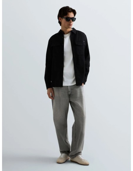 Camisa Replay negra denim para hombre - vista frontal