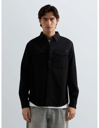 Camisa Replay negra denim para hombre - vista frontal 2
