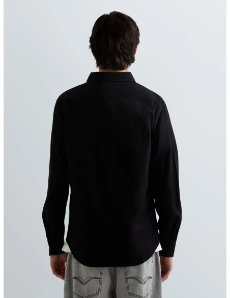Camisa Replay negra denim para hombre - vista trasera