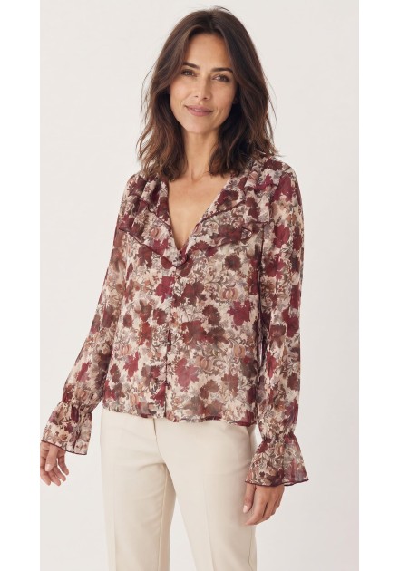 Blusa Morgan Djardin estampada de gasa multicolor, vista frontal