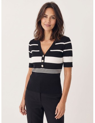 Jersey Morgan Mlola negro cuello V, vista frontal