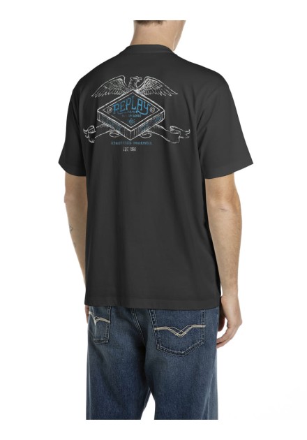 Camiseta Replay negra dibujo espalda Camiseta Replay negra dibujo espalda