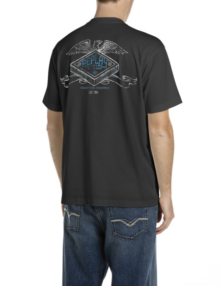 Camiseta Replay negra dibujo espalda