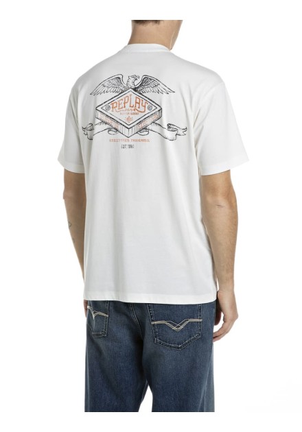 Camiseta Replay beig dibujo espalda